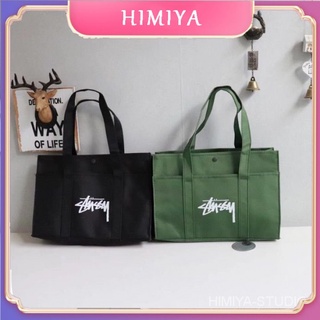 Himiya กระเป๋าผ้าแคนวาส สีเขียว นิตยสาร Appendix Street Western Army Green Men Women Tote Shoulder Bag กระเป๋าถือ (2 สี)