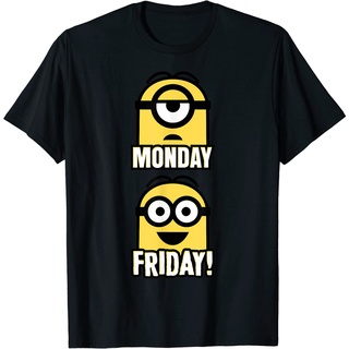 เสื้อยืด Mens T-Shirt DISTRO Despicable Me Minions Monday and Friday Expressions Portrait T-Shirt