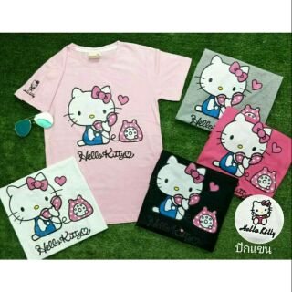 เสื้อยืดhello kitty งานปักที่แขน งานละมุน