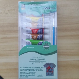 สีเขียนผ้า Fabric colour ชุด 12 สี