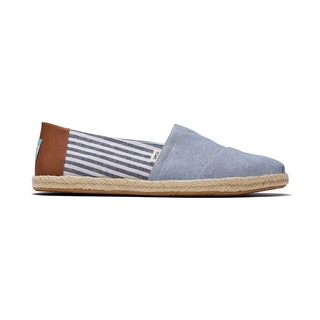 TOMS รองเท้าลำลองผู้ชาย สลิปออน รุ่น Alpargata Rope Navy Chambray Stripe (B) รองเท้าลิขสิทธิ์แท้