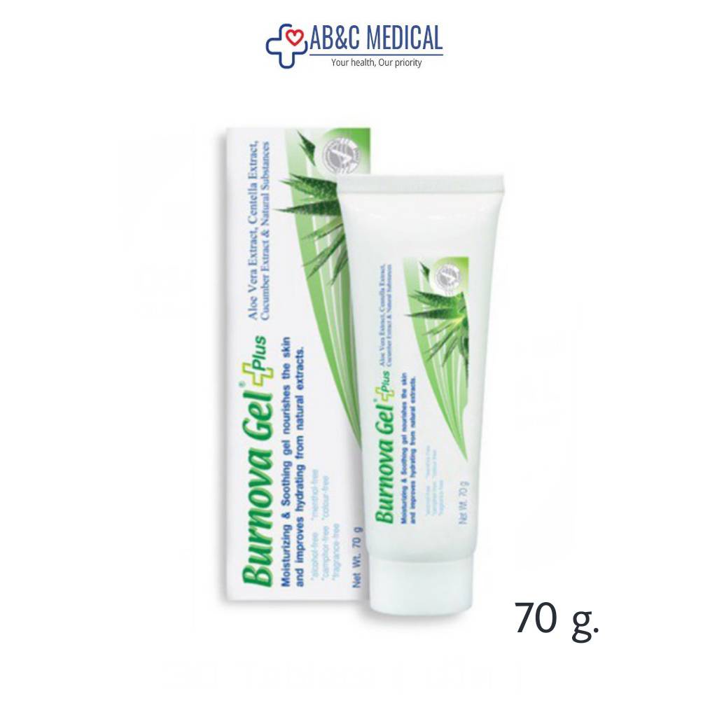 Burnova gel plus 70g เจลว่างหางจระเข้ เจล เบิร์นโนว่า สีเขียว 70 กรัม