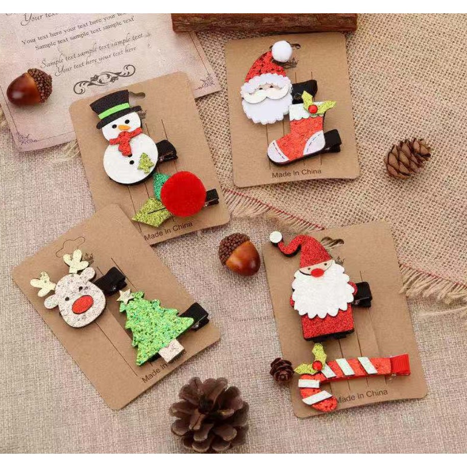 เซ็ท กิ๊บ กิ๊บติดผม คริสมาส ซานต้า แซนตี้ ซานตาครอส สโนว์แมน Merry Christmas Hair Clip Set Santa Sno