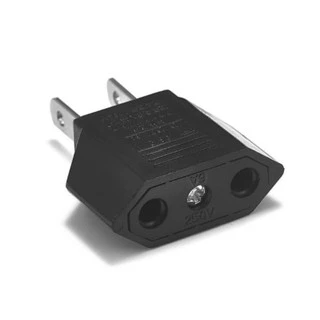 Plug แปลงขากลม เป็น 2 ขาแบน US ญี่ปุ่น จีน อะแดปเตอร์แปลงขา EU EU TO US JP adapter two round head ดำ