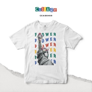 เสื้อยืด พิมพ์ลาย Collage Flower White CEA00469 #เสื้อ #เสื้อยืด #Collage T-SHIRT Soft Premium