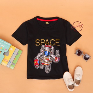 9.9 เสื้อยืด ผ้าฝ้าย พิมพ์ลาย SPACE แฟชั่น สําหรับเด็กผู้ชาย อายุ 1-7 ปี