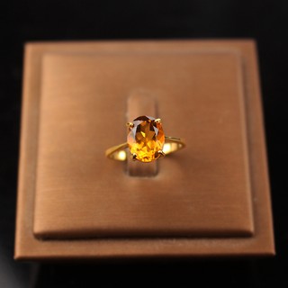 แหวนพลอยซิทรินแท้ (Natural Citrine) อัญมณีแห่งความรัก เรือนเงินแท้92.5% ชุบทอง ไซส์นิ้ว53 หรือ เบอร์ 6.5 US