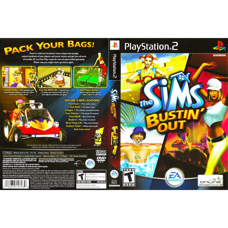 THE SIMS 1 BUSTIN' OUT [PS2 US : DVD5 1 Disc]