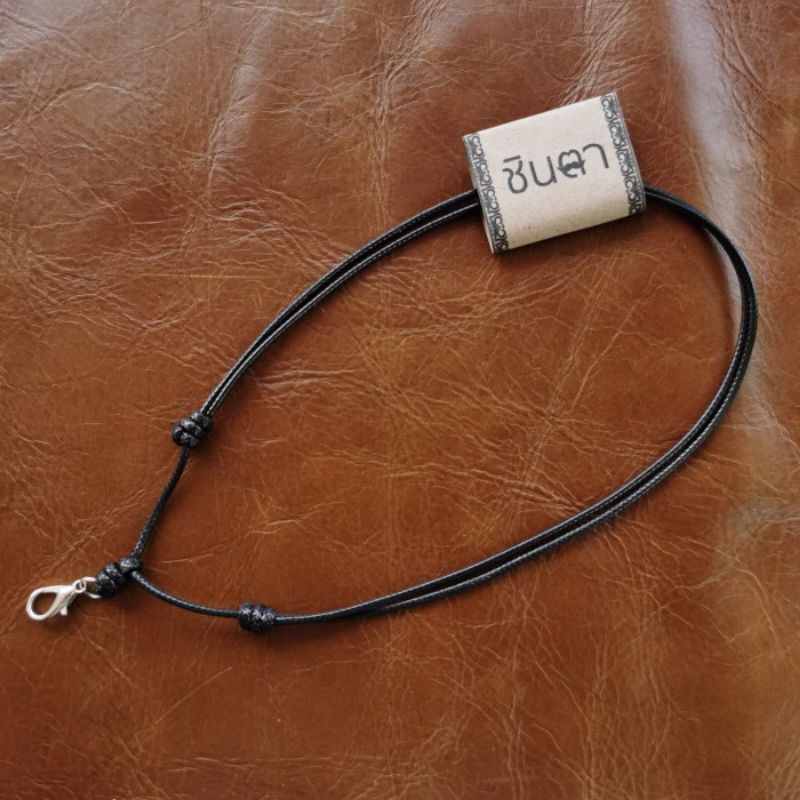 สร้อยพระ เชือกห้อยพระ สร้อยคอพระ สไตล์วินเทจ งาน Handmade เชือกเคลือบ​ เชือกร่ม Minimal เท่ห์ สไตล์​วินเทจ สีดำ​
