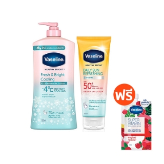 วาสลีน เฮลธี ไบรท์ เซรั่มกันแดด เดลี่ซัน รีเฟรชชิ่ง SPF50+ PA++++ สูตรเย็น 200 มล.Vaseline Healthy Bright Serum Daily Sun Refreshing 200 ml.( ครีมทาผิว ครีมกันแดด lotion Whitening Lotion Body Moisturizer Bo