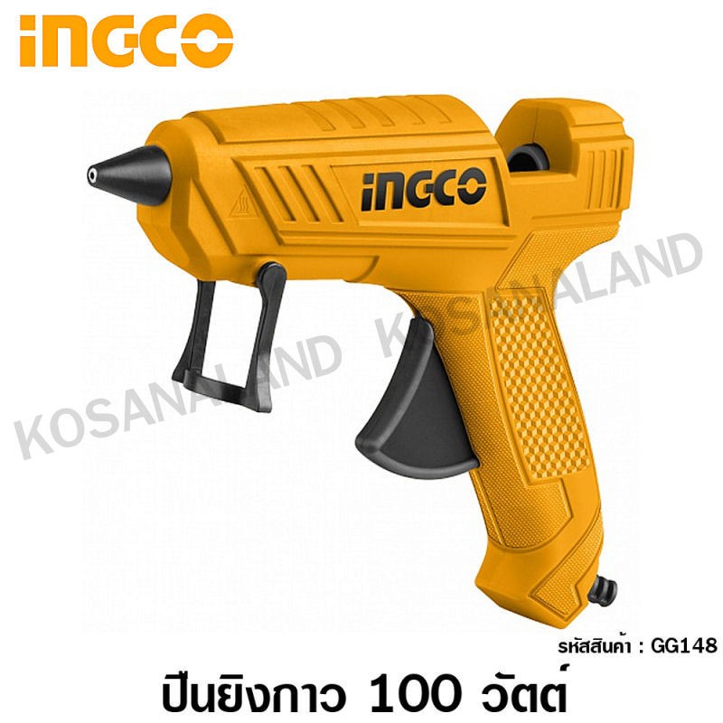 INGCO ปืนยิงกาวไฟฟ้า 100 วัตต์ (แถมฟรี กาวเส้น 2 อัน ในแพ็ค) รุ่น GG148 ( Glue Gun )