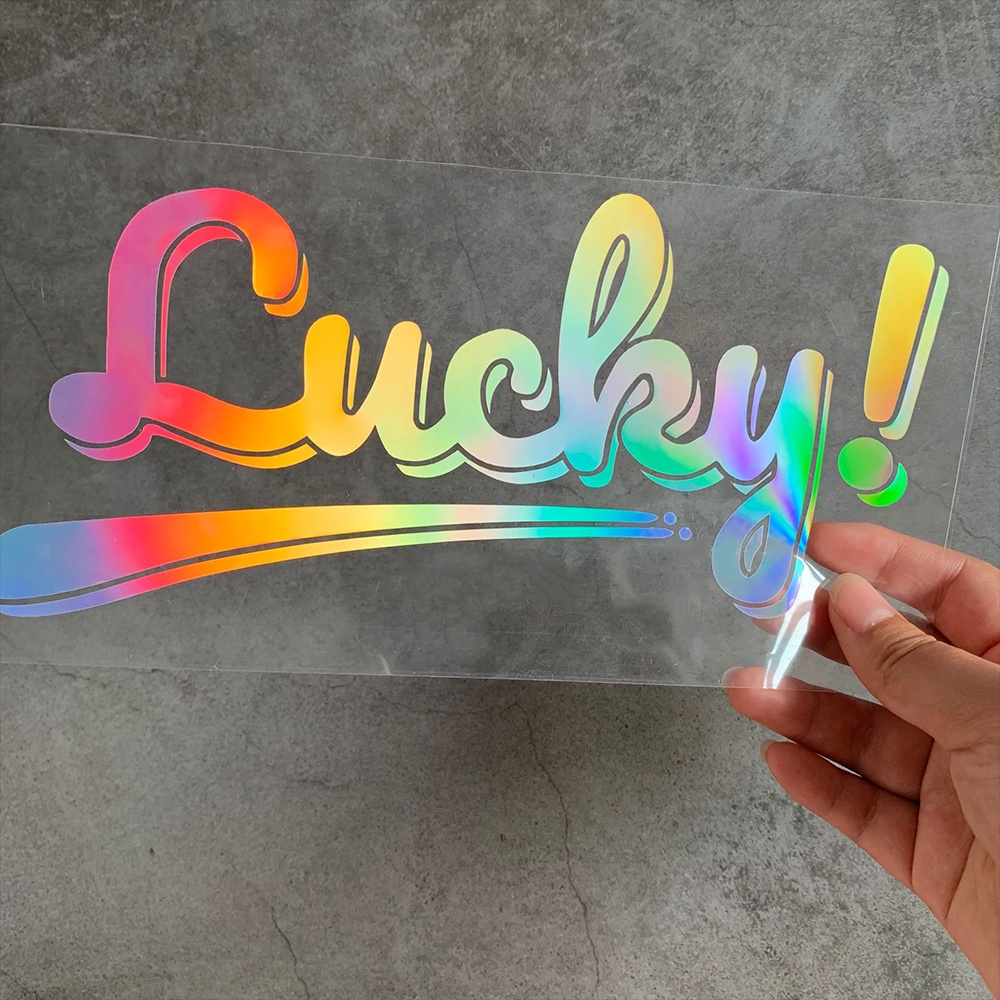 Lucky เลเซอร์ รถ สติ๊กเกอร์ กันน้ำ จดหมาย รูปลอก กระจกหน้ารถ ร จักรยานยนต์ การตกแต่ง สติ๊กเกอร์