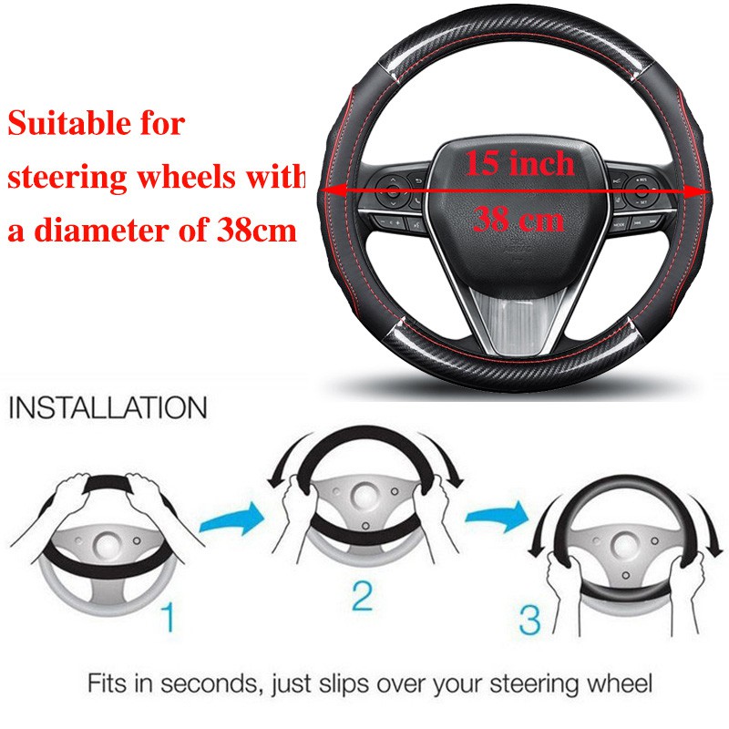 Ford Carbon Fibre หนังพวงมาลัยรถสําหรับ Ranger Fiesta Focus Everest EcoSport Escort Escape Explorer อุปกรณ์เสริม - รูปที่ 7