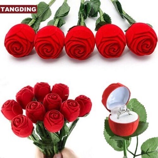 【COD Tangding】กล่องเก็บเครื่องประดับ แหวนหมั้น กํามะหยี่ ดอกกุหลาบสีแดง 1 ชิ้น