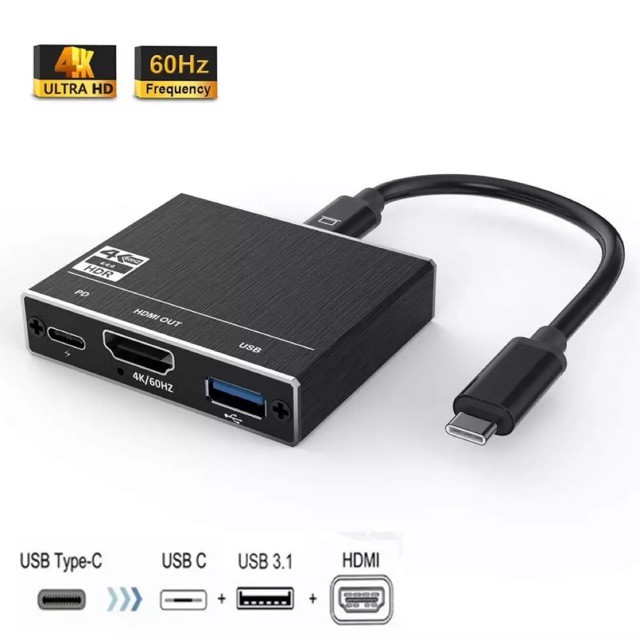 ลดราคา TYPE C To USB 3.0 ฮับ Hdmi HDMI 2.0 4K 60Hz 100W PD ชาร์จพอร์ตสำหรับ MacBook DELL แล็ปท็อป #สินค้าเพิ่มเติม สายต่อจอ Monitor แปรงไฟฟ้า สายpower ac สาย HDMI