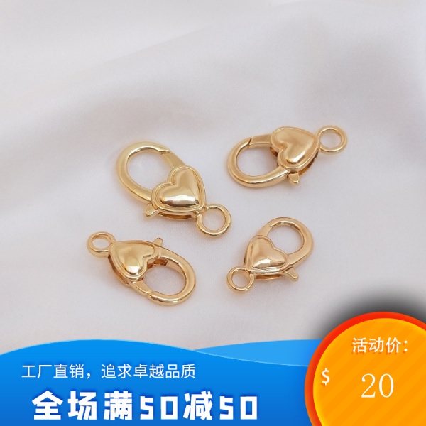 [หัวเข็มขัด] หัวเข็มขัดกุ้งมังกรสปริงรักษาสี14K หุ้มทองพวงกุญแจรักหัวเข็มขัด DIY เครื่องประดับแฮนด์เ