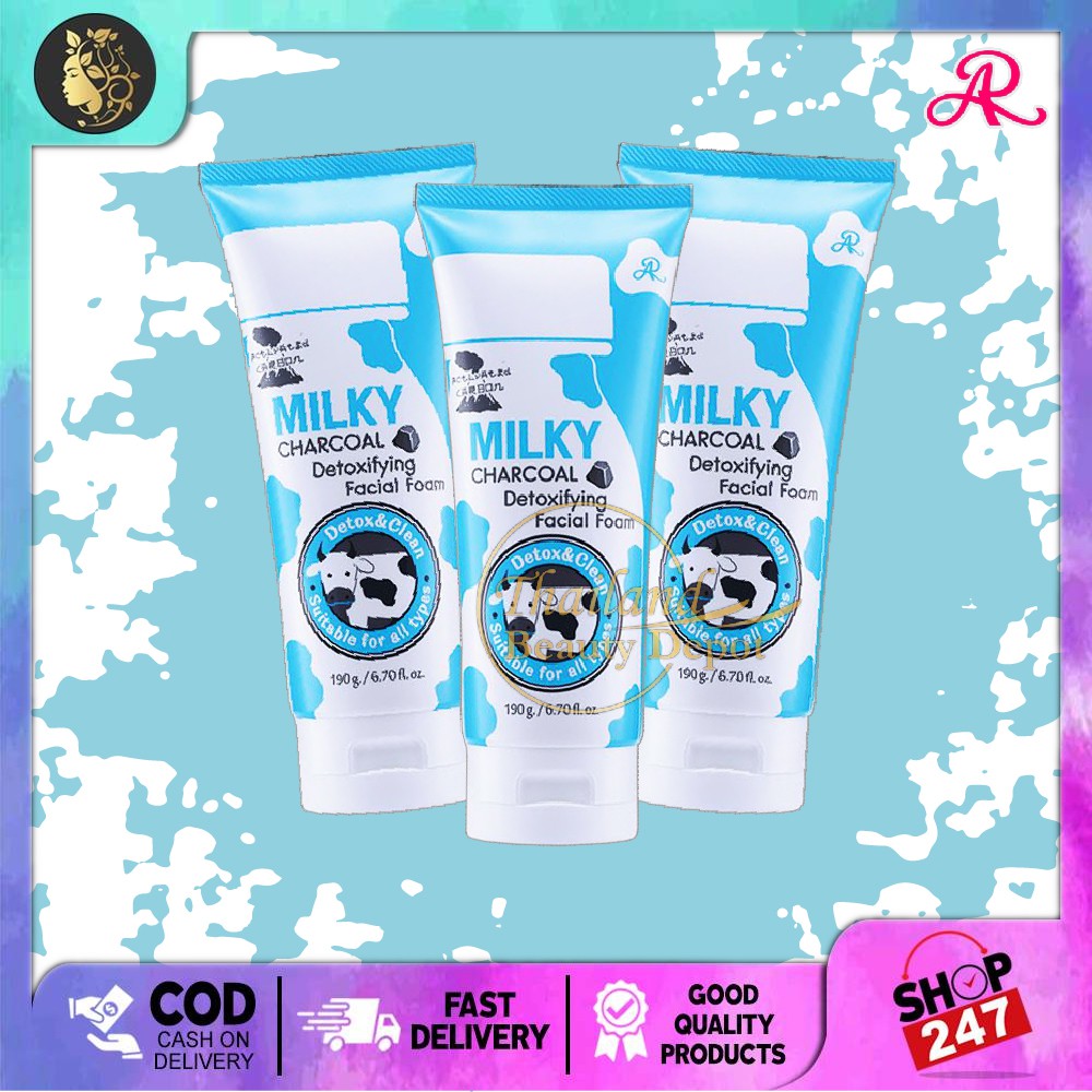 milky charcoal detoxifying facial foam