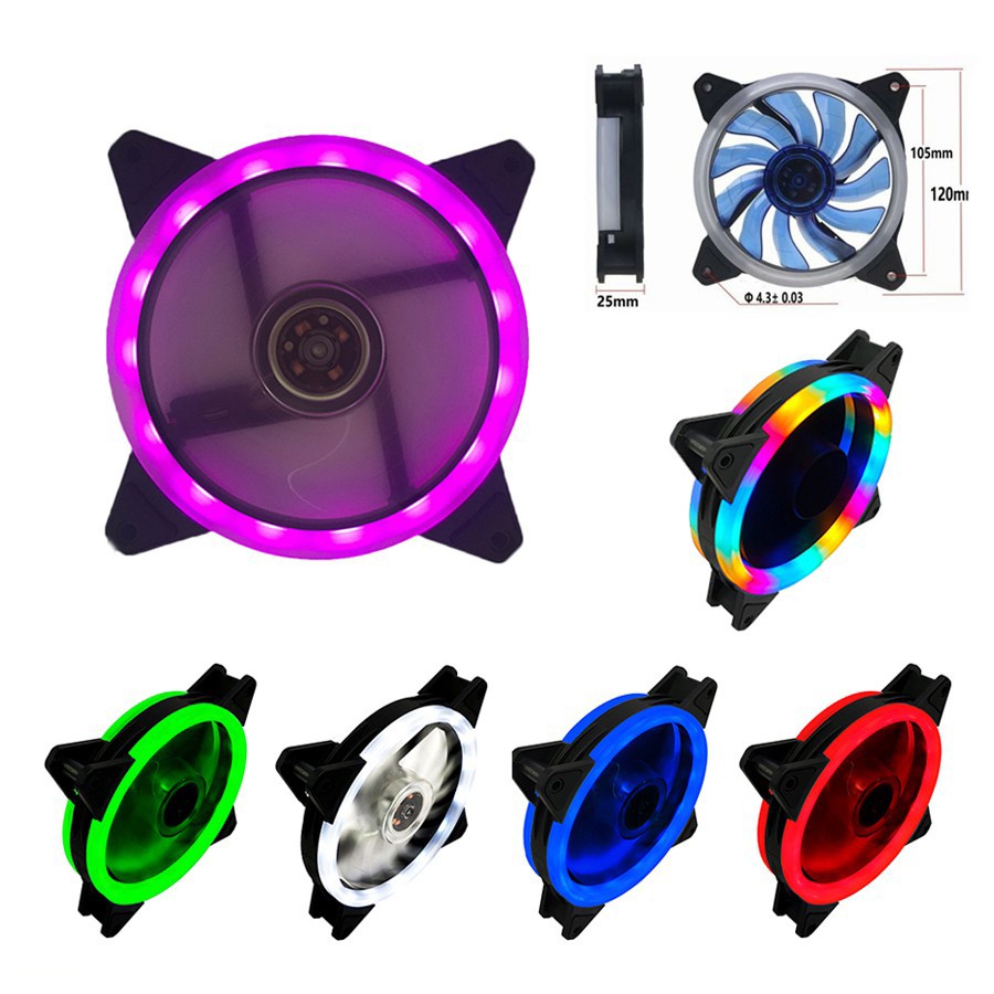 พัดลมคอม RGB (RGB ไฟหมุน) ขนาด 120x120x25mm สายแบบ 3Pin Molex ต่อตรง Power ได้เลย ส่งด่วนทั่วไทย
