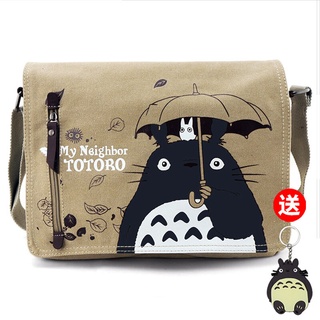 กระเป๋าสะพายไหล่ลําลอง ผ้าแคนวาส ขนาดใหญ่ จุของได้เยอะ ลายการ์ตูน Totoro เหมาะกับนักเรียนมัธยมต้น สําหรับผู้ชาย