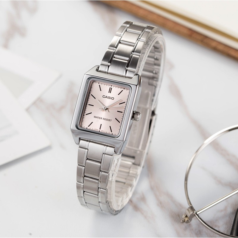 นาฬิกา Casio แท้ รุ่น LTP-V007D นาฬิกาข้อมือผู้หญิง สายแสตนเลส หน้าปัดเหลี่ยม - ของแท้ รับประกันสินค้า 1 ปีเต็ม