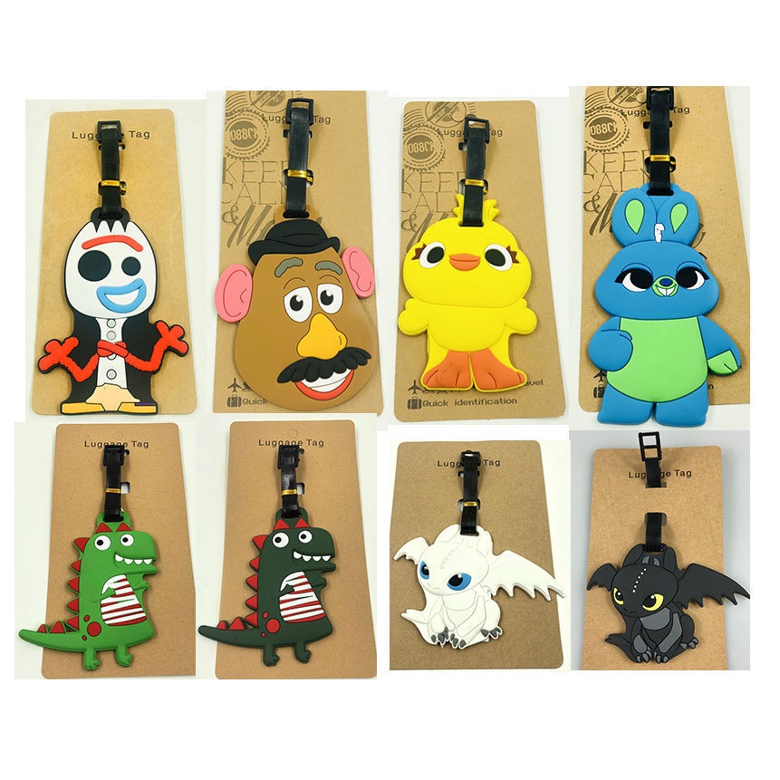 Toy Story 4 ปริมณฑลส้อม Mr. Potato Luggage Tag กระเป๋าไดโนเสาร์สีแดงขนาดเล็ก จี้ป้ายทะเบียนขนาดเล็ก
