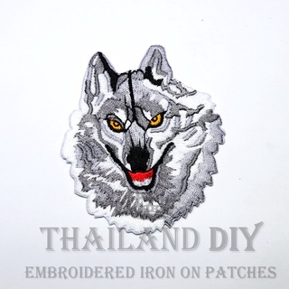 🐺 ตัวรีดติดเสื้อ หัวหมาป่า หมาป่า หมาจิ้งจอก ลายสัตว์ เท่ๆ ฺGrey Wolf Head Patch งานปัก WOP DIY ตัวรีด อาร์มติดเสื้อ สวย