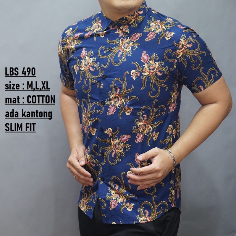 Kemeja Lbs 1041 HEM เสื้อเชิ้ตแขนสั้นผู้ชาย SLIM FIT SHORT SLEEVES LUIGI BATANI