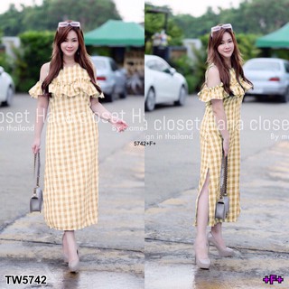 (5742) Maxi Dress เดรสยาวแขนกุด