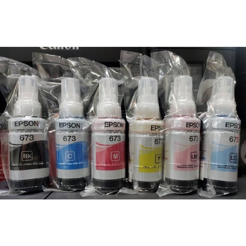 หมึก Epson 673 6สี หมึกเติมของแท้ 💯% L800/L805/L810/L850/L1800 แบบไม่มีกล่อง