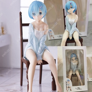 Re:ZERO Figure Rem (Sleepsuit with Chair Ver.) 20cm รีเซทชีวิต ฝ่าวิกฤติต่างโลก Anime Re: Life in a Different World from Scratch โมเดล ตุ๊กตาฟิกเกอร์ Rem Emilia Figure Doll