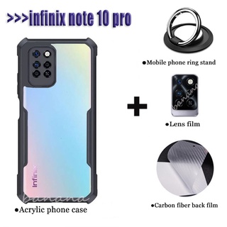 [Ready Stock] infinix note 10 pro/note10 Clear Shockproof Acrylic Case &amp;Mobile phone ring stand