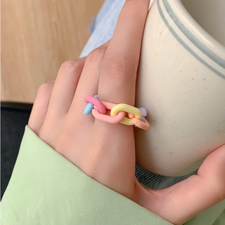 แหวนโซ่พาสเทล Pastel Colorblock Chain Ring