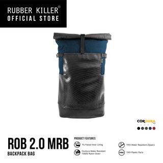 Rubber Killer - ROB 2.0 MORE RUBBER สีกรมท่า (กระเป๋าเป้, ยางด้านล่าง,ใช้ในชีวิตประจำวันได้, มีช่องใส่คอม, ตัวผ้ากันน้ำ)