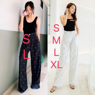 พร้อมส่ง 👖S-XL👖กางเกงเอวสูง ลายทาง cc 👖soju