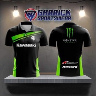 (ลด 180.- เก็บโค้ดหน้าร้าน+ใส่โค้ด SEPTLIF4) เสื้อโปโล สีดำแถบเขียว KAWASAKI