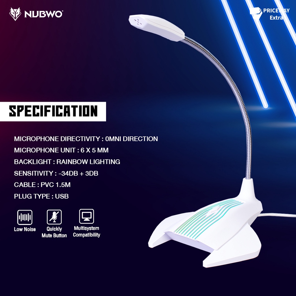 NUBWO M32 ไมโครโฟนเกมมิ่ง USB ไฟ RGB ของแท้ ราคาถูก ส่งไว รับประกันสินค้า