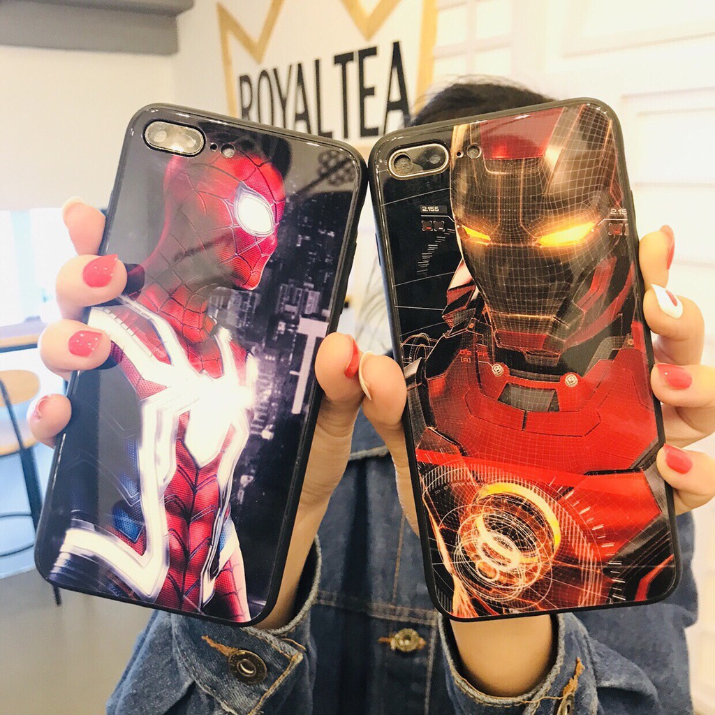 [ IPHONE ] เคสกระจกนิรภัยซูเปอร์ฮีโร่สําหรับ iPhone 6 6s 7 8 plus x 11 pro max k204