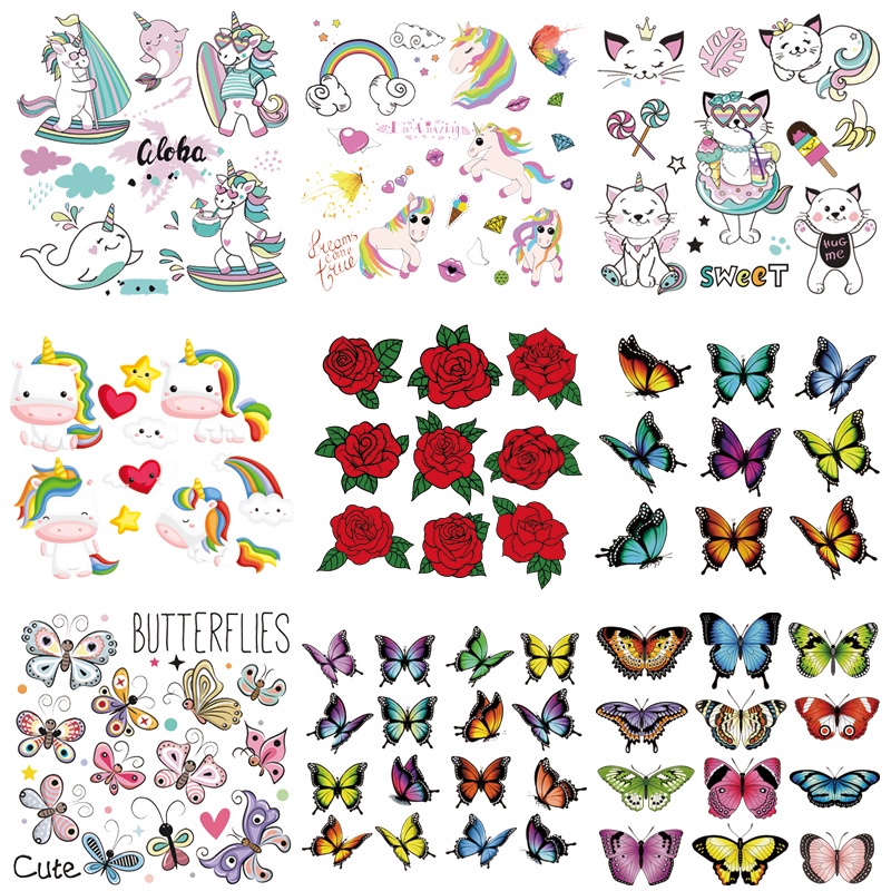Diy สติกเกอร์ Patch สําหรับเสื้อผ้าดอกไม้ยูนิคอร์น Mini ขนาดเหล็กบนแพทช์การถ่ายเทความร้อนสําหรับทารกเสื้อยืดสติกเกอร์ Patch