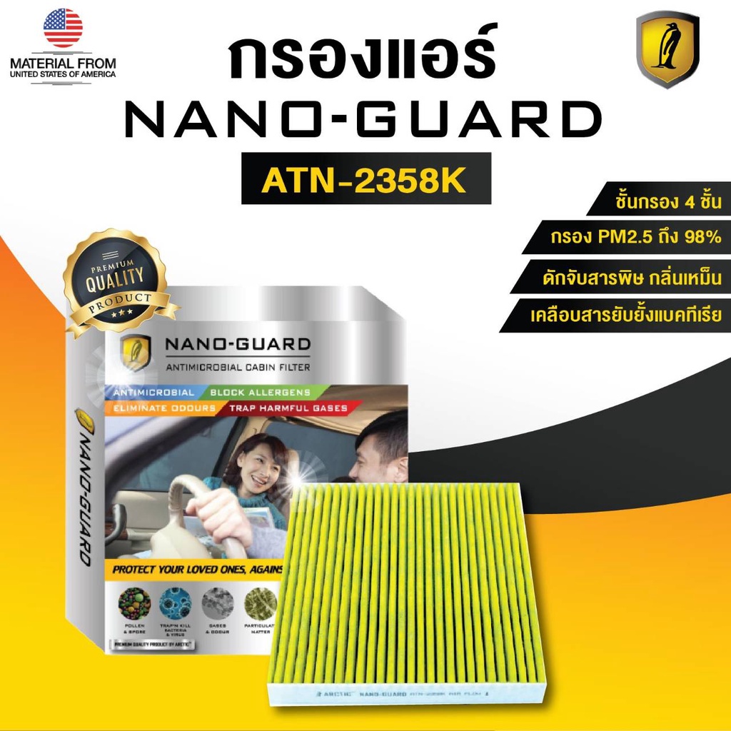 HONDA CRV G.3 (2007-2012) ATN-2358K (กรองแอร์ ARCTIC NANO-GUARD FILTER ฆ่าเชื้อโรค+ดูดกลิ่นเหม็น+ดักสารก่อภูมิแพ้)