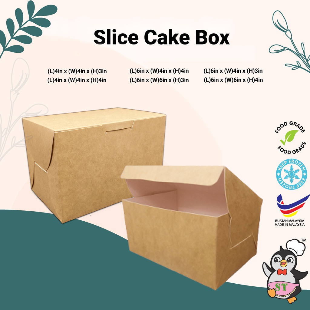 Penguin Box Cake Box - Slice Cake Box 10pcs /OrderDessert Box Slice Cake Box Kotak Kek 蛋盒
