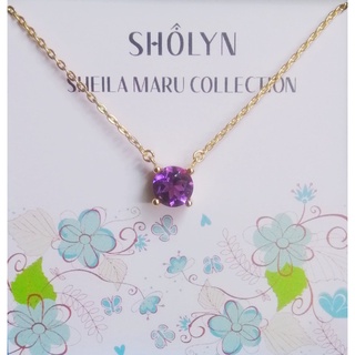 สร้อยเงินแท้ จี้พลอยแท้อะเมทิสต์ Natural Amethyst Dainty Necklace