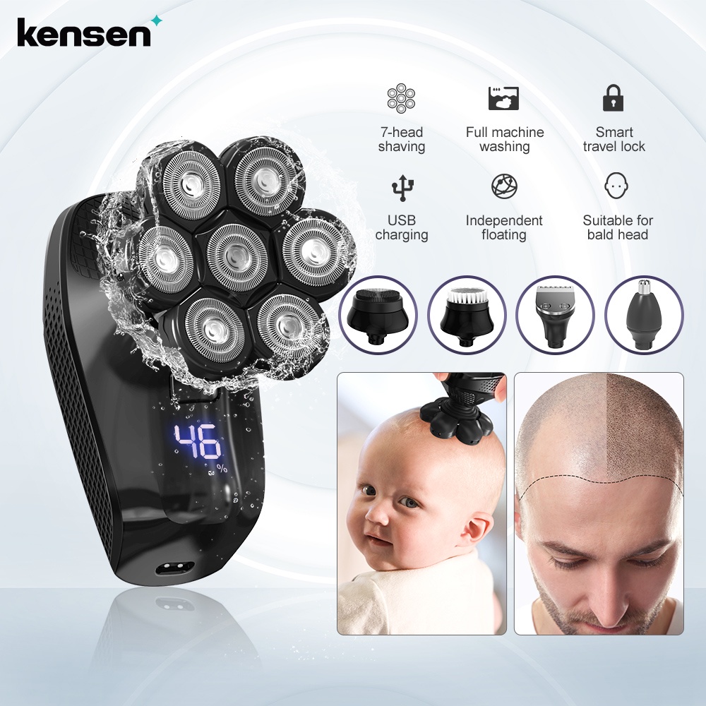 Kensen 5 In 1 เครื่องโกนหนวดเครา ขนจมูก ผม ร่างกาย มัลติฟังก์ชั่น 7D ใบมีดลอย USB สําหรับเด็กผู้ชาย