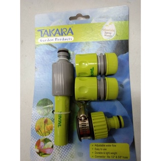 TAKARA หัวฉีดรดน้ำ หัวฉีดล้างรถ ทาการ่า TAKARA รุ่น DGT2001 รุ่นมาตราฐานปรับพร้อมชุดสวมเร็ว 4ชิ้น/ชุดใช้กับสายทุกยี่ห้อ