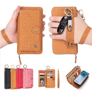 เคสโทรศัพท์หนังนิ่ม ฝาพับแม่เหล็ก พร้อมช่องใส่บัตร มีซิป สําหรับ Samsung Note20 s22 S21 S20 Ultra Note10+ 9 Plus