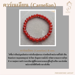 กำไลข้อมือหินแท้ คาร์เนเลียน (Carnelian) 8 mm.  หินมงคล เสริมดวง หินแห่งความอุดมสมบูรณ์ นำโชค ดึงดูดความมั่งคั่ง