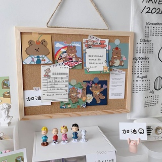 jio Cork Wood Wall Hanging Message Bulletin Board Frame Notice Note Memo Board Shop