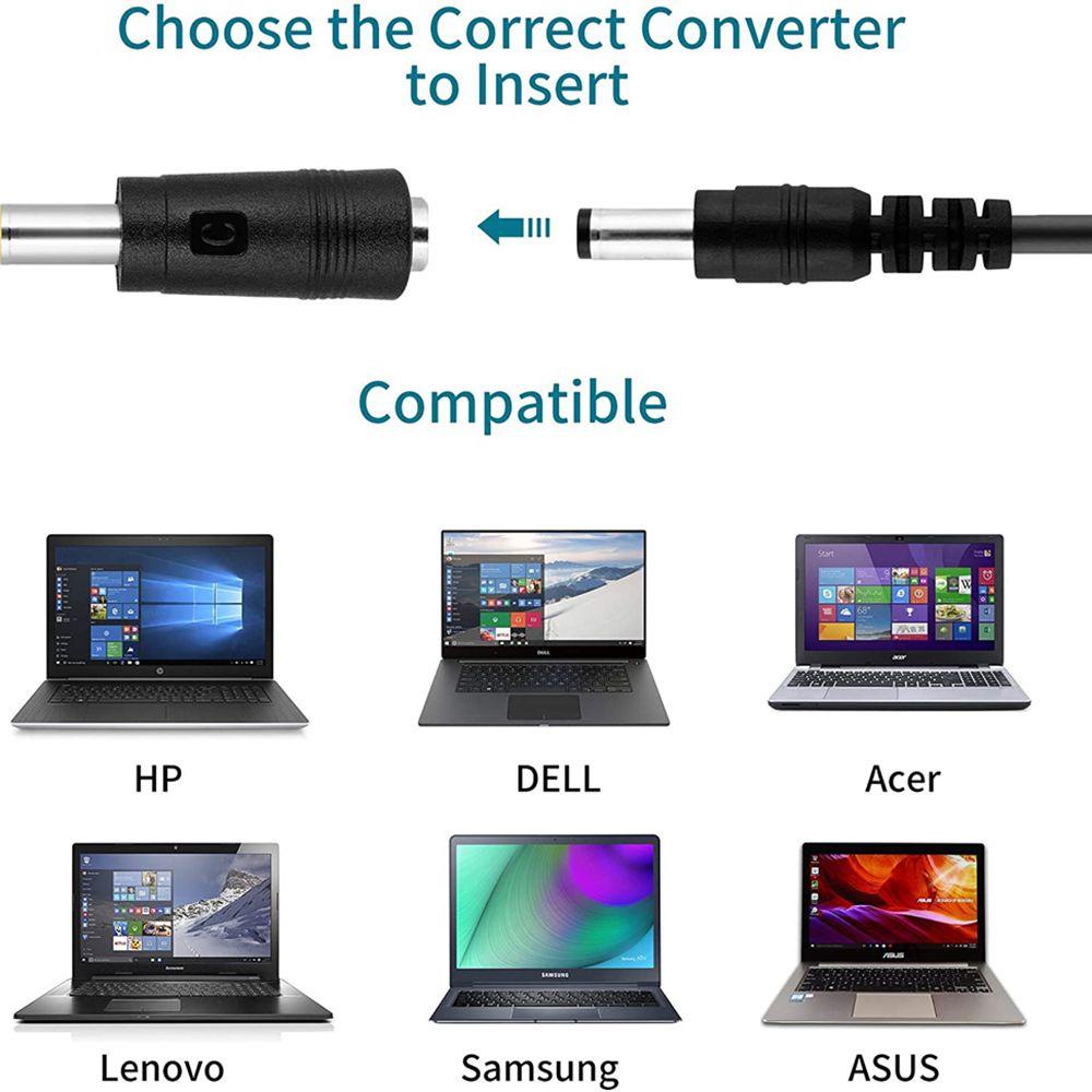 Pewany ปลั๊กเปลี่ยนได้ 5.5 * 2.1 มม. 8 สายชาร์จชาย Universal 8 in 1 1 M สาย DC Connector