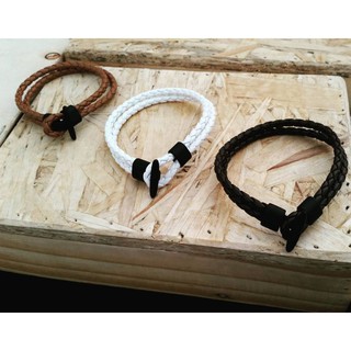 nn_braceletสายรัดข้อมือ RASTACLAT รหัส 171 สร้อยข้อมือหนังถักแบบกลมรวบสองเส้น ตัวล็อคเป็นสีดำนะคะ