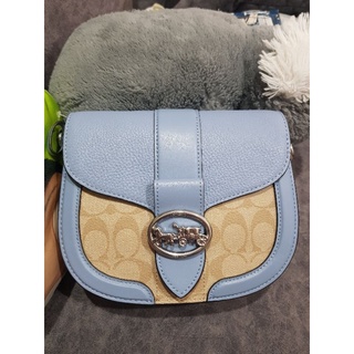 coach georgie saddle สีฟ้า marble blue แท้ 100%