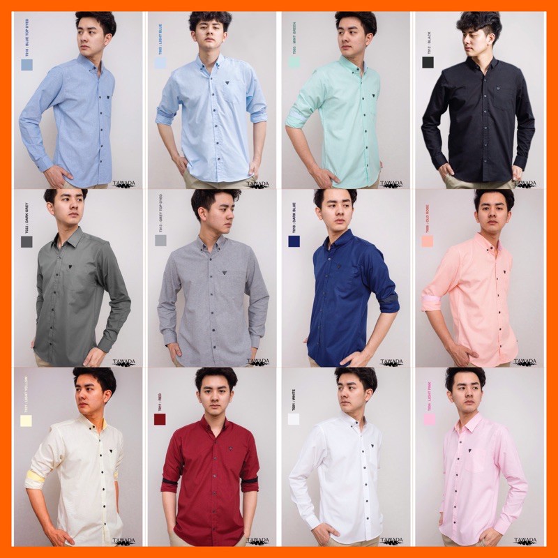 เสื้อเชิ้ตแขนยาว แบรนด์TAWADA ทรง Slimfit ผ้าoxford cotton 100%
